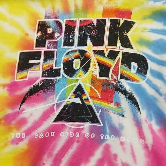 Pink Floyd Hoodie Womens XL Multicolor Cropped Tie Dye The Dark Side Of The Moon - Picture 5 of 12